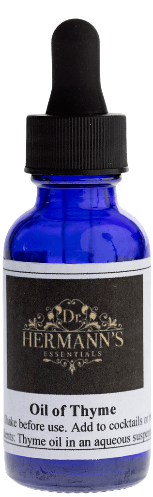 Oil of Thyme Bottle of Oil of Thyme essential oil in a syrup based suspension.