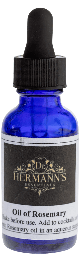 Oil of Rosemary Syrup A bottle of oil of rosemary essential oil in a syrup based suspension