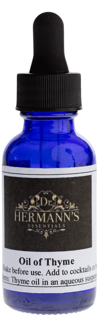 Oil of Thyme Syrup Bottle of Oil of Thyme essential oil in a syrup based suspension.